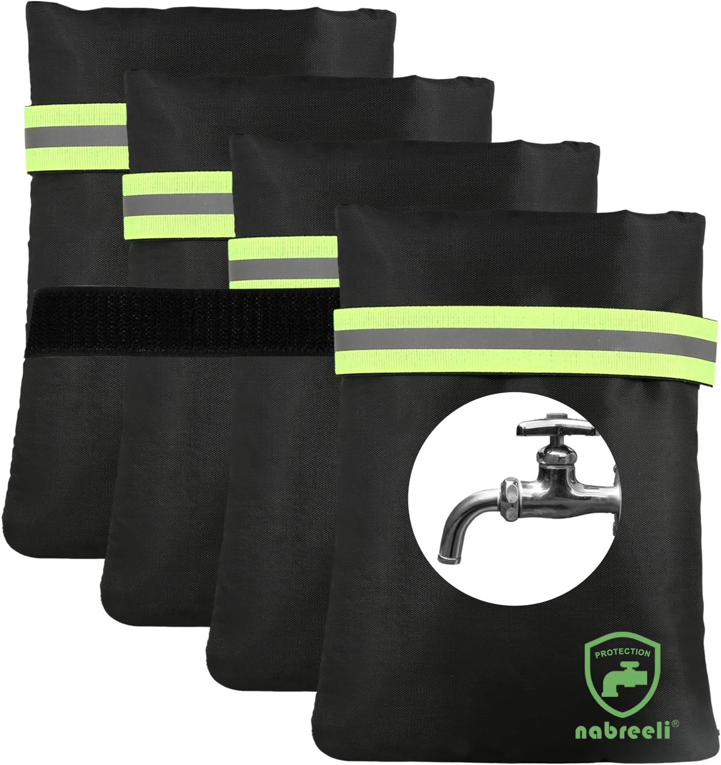 2Pack Outdoor Faucet Covers for Winter Freeze Protection, 8.5″x5.9″x1.9″ Thicker Hose Bib Insulation Cover Waterproof & Frost Free Outside Spigot Cover Bags Insulated Covers with Reflective Strips