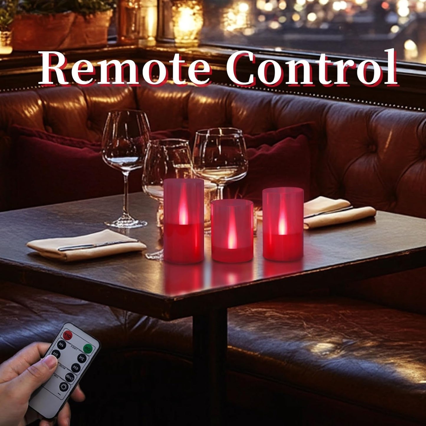LANKER Flameless Candles with Remote Control and Timer, Battery Operated LED Pillar Candles, Romantic Light, Set of 3 (Warm White)