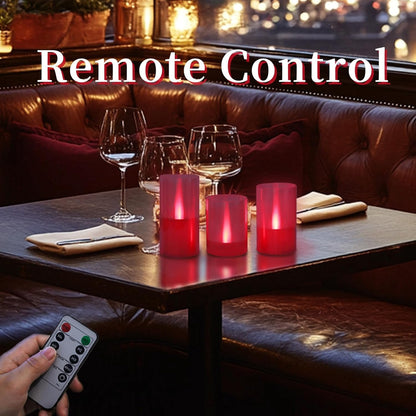 LANKER Flameless Candles with Remote Control and Timer, Battery Operated LED Pillar Candles, Romantic Light, Set of 3 (Warm White)