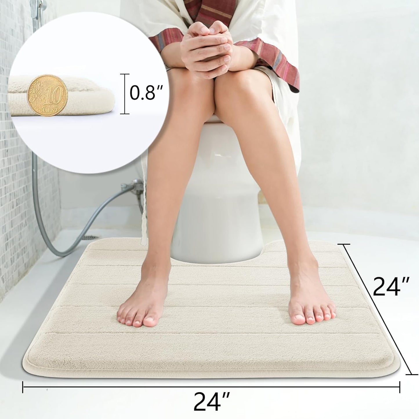 Yimobra Memory Foam Bath Mat, Super Soft Absorbent Bathroom Rug Non Slip, Quick Dry, Machine Washable Floor Carpet for Tub Shower, Home Decor Accessories, 24x17, Grey
