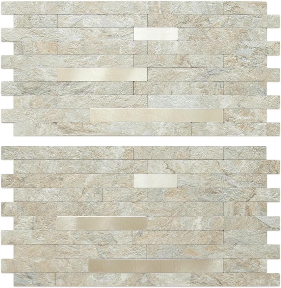 AULIGET 20 Sheets Peel and Stick Backsplash, Black & Grey Wood Look PVC Mixed Metal Stick on Backsplash Tiles for Kitchen