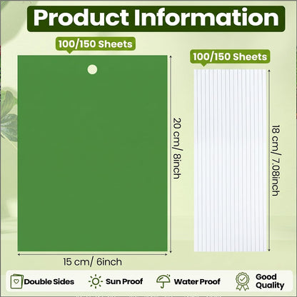 Qualirey 150 Pcs 6x8 Inch Yellow Sticky Traps for Gnats, Dual-Sided Sticky Gnat Traps for Indoor Outdoor Plants, Pest Control for Fungus Gnats, Fruit Flies, Whiteflies – Bulk Pack with Twist Ties