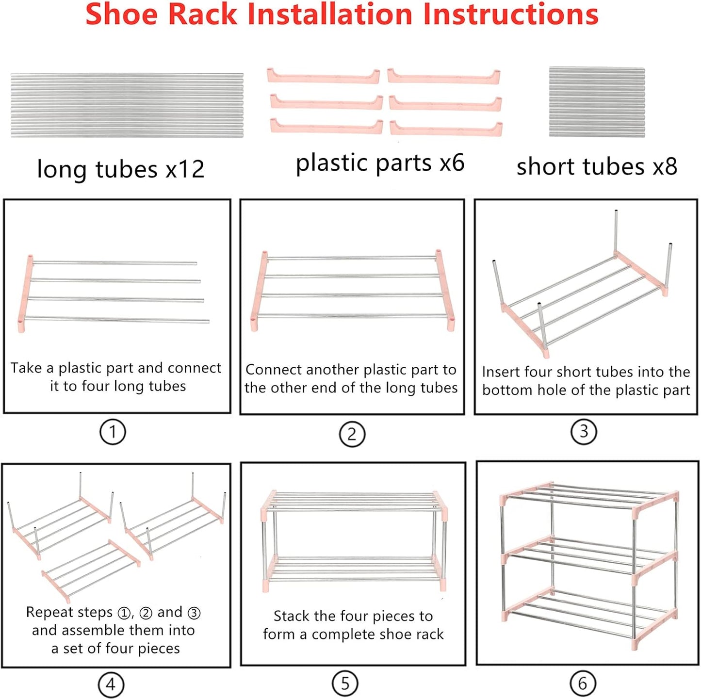 Jucaifu Stackable Small Shoe Rack, Entryway, Hallway and Closet Space Saving Storage and Organization (3-Tier, White)