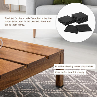 uxcell Furniture Pads, 16Pcs 2.5" - Square Self Adhesive Felt Furniture Pads, Floor Protectors for Furniture Feet Chairs Legs Hardwood Floors (Brown)