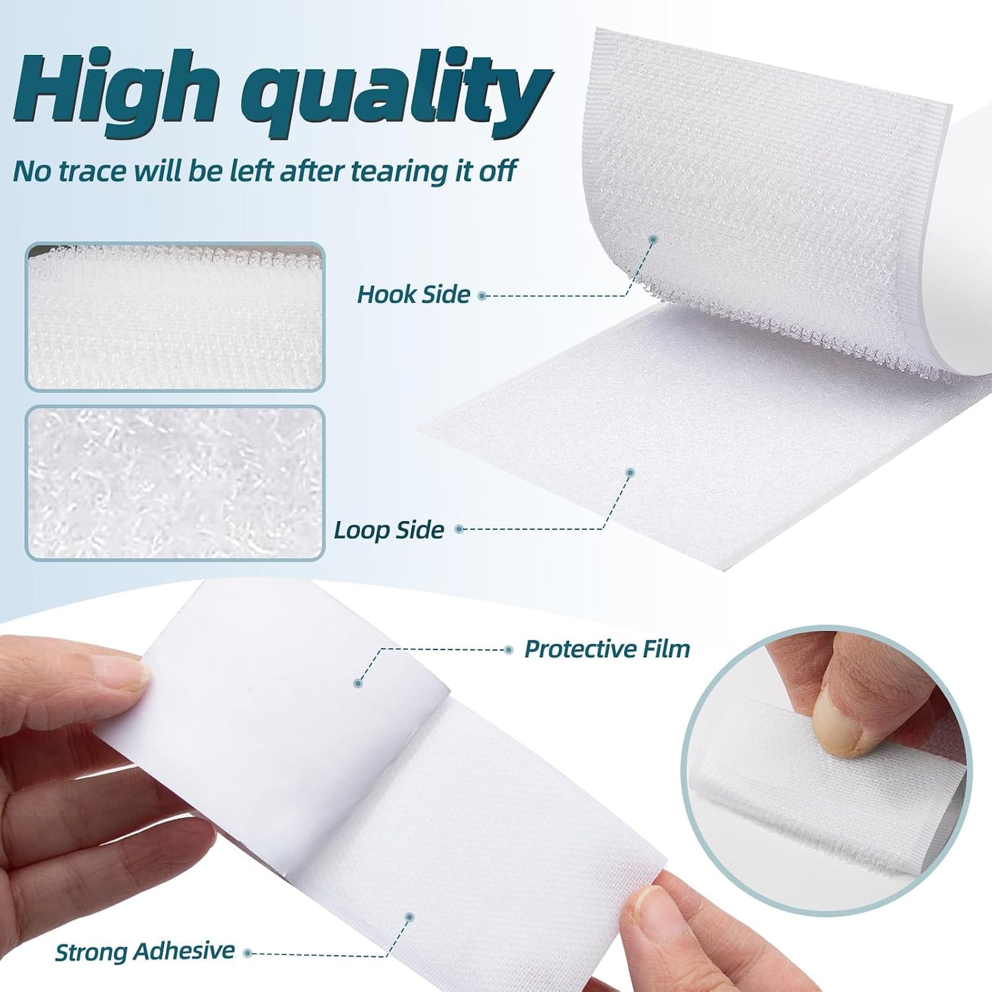3 Inch x 20 Feet Adhesive Hook and Loop Tape, Nylon Heavy Duty Interlocking Tape, White Self Adhesive Hook and Loop Roll for Screen Window Sofa Cushions Carpet Wall Hanging