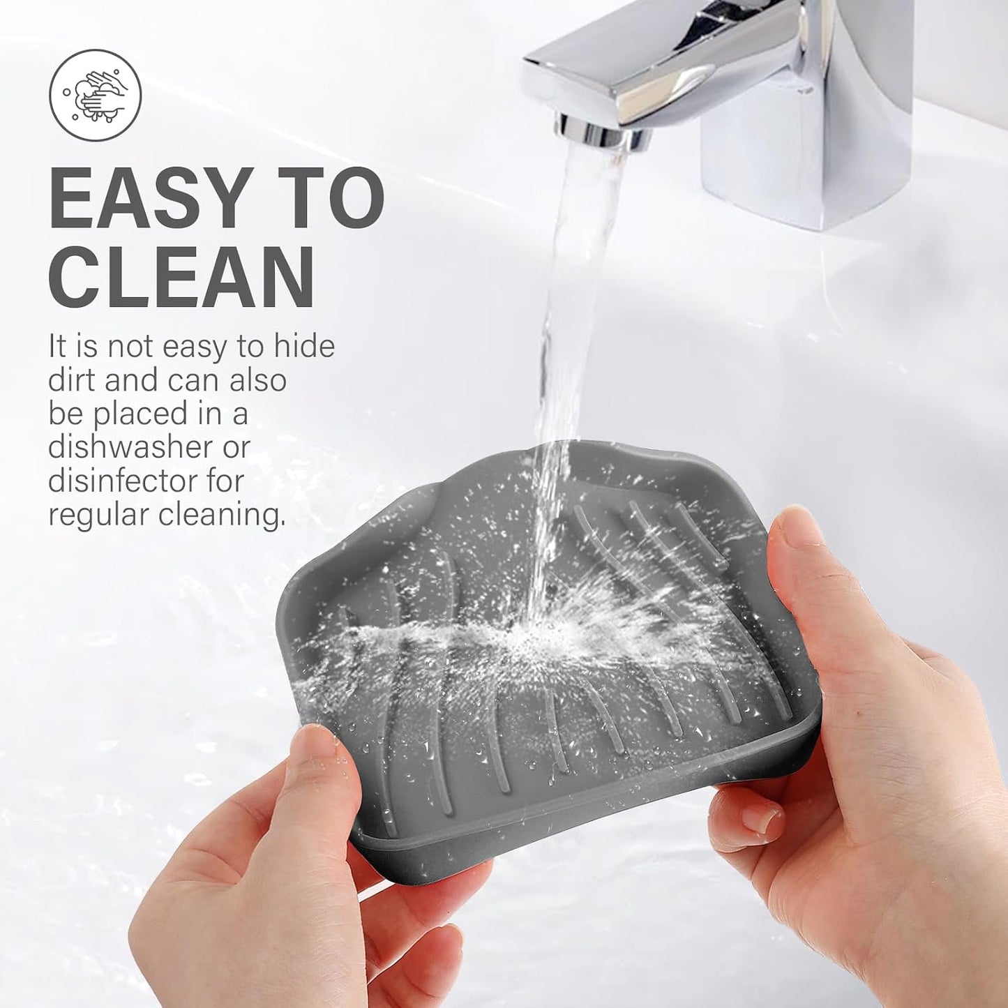 Silicone Soap Dish with Drain, SAISN Kitchen Soap Tray for Shower 2 Pack Self Draining Soap Dish Soft Bathroom Soap Holder for Kitchen Sink Flexible Portable Soap Saver, White