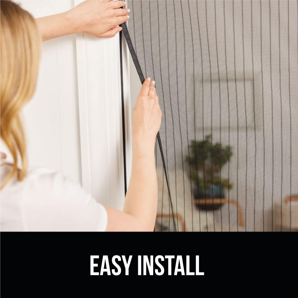 GORILLA GRIP Magnetic Screen Door, Hands Free Mesh Curtain Keeps Bugs and Mosquitos Out, Automatic Magnet Closure, Heavy Duty Patio Sliding Dog Doors Cover, Window Screens Protector, Black 38Wx82H