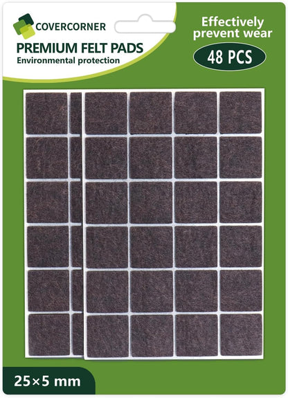 Felt Furniture Pads for Hardwood Floors 48 PCS, Furniture Pads, Floor Protectors for Hardwood Floors, Felt Pads for Furniture, Round, Dark Brown
