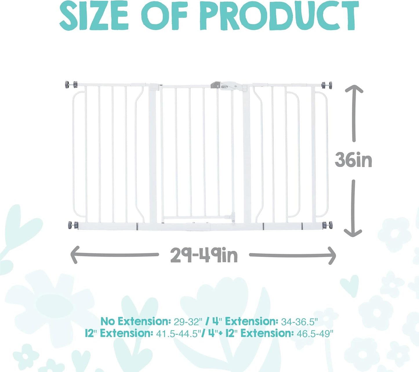 Regalo Safety 29-38.5" Baby Gate for Doorways & Bottom of Stairs, Pressure Mounted Baby Gate with Door for Babies, Toddlers & Pets, Tested & Safe for 30 Years, American Designed, American Owned, White