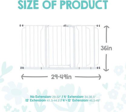 Regalo Safety 29-38.5" Baby Gate for Doorways & Bottom of Stairs, Pressure Mounted Baby Gate with Door for Babies, Toddlers & Pets, Tested & Safe for 30 Years, American Designed, American Owned, White