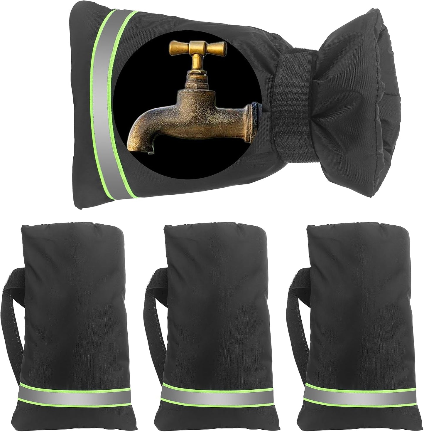Outdoor Faucet Covers for Winter, 6.3" W 9.8" H Patio Winterizing, Reusable Waterproof Insulated Spigot Backflow Cover for Freeze Protection (Black-4Pack)