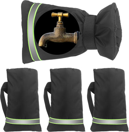 Outdoor Faucet Covers for Winter, 6.3" W 9.8" H Patio Winterizing, Reusable Waterproof Insulated Spigot Backflow Cover for Freeze Protection (Black-4Pack)