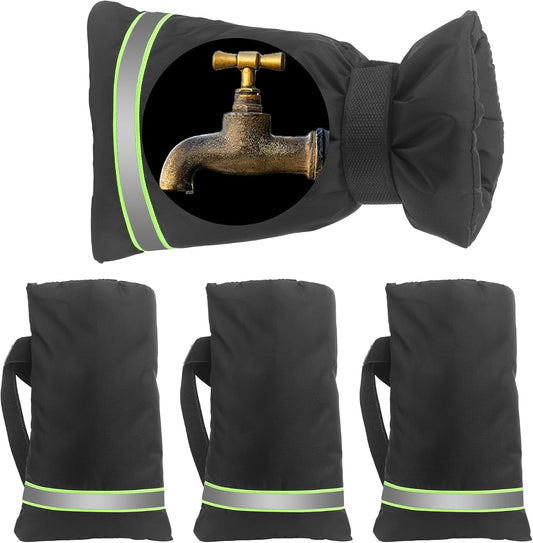 Outdoor Faucet Covers for Winter, 6.3" W 9.8" H Patio Winterizing, Reusable Waterproof Insulated Spigot Backflow Cover for Freeze Protection (Black-4Pack)