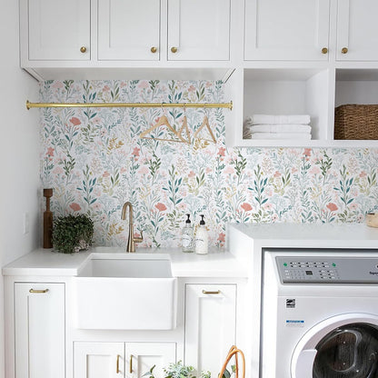 Froluya Floral Peel and Stick Wallpaper Boho Floral Contact Paper 16.9" x 118.1" Modern Wildflower Self Adhesive Wallpaper for Bathroom Flower Decorative Removable Wall Paper for Bedroom Cabinets