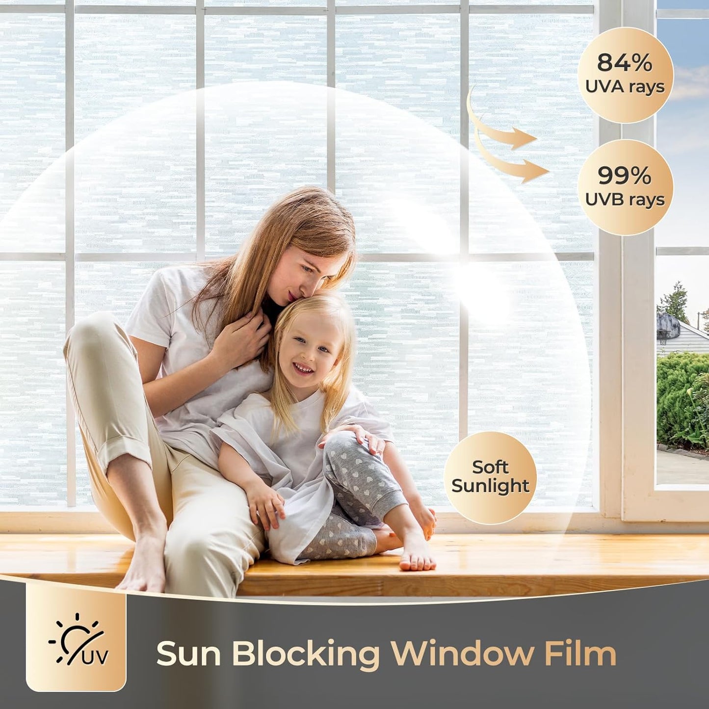 rabbitgoo Window Privacy Film Frosted Glass Film Removable Vinyl Door Coverings UV Blocking Decorative Static Cling Non-Adhesive Window Clings Sticker for Home Decor, 17.5 x 78.7 Inches