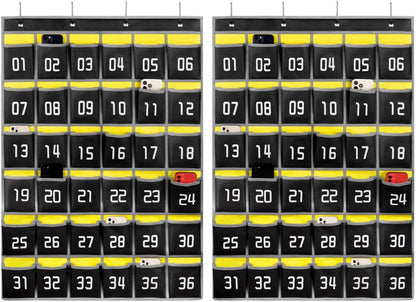 Loghot 36 Numbered Pockets Classroom Pocket Chart for Cell Phone Holder | Wall Door Hanging Pocket Organizer for Phone Calculator Holder, Phone Pouch for School Classroom & Office Phone Management