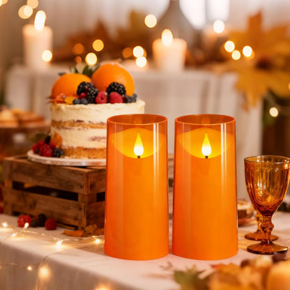 NURADA Flameless Candles with Remote Timer - Glass Real Wax 3D Wick LED Pillar Votive Candle Set Battery Operated Flickering Light for Home Christmas Decoration - White 3 Pack
