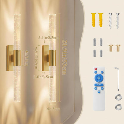 camuucci Battery Operated Wall Sconces Set of 2 Rechargeable Battery Powered Wall Light with 12000mAh Not Hardwired Dimmable Wall Lamp Fixtures for Bedroom Living Room Gold 15.3 Inches