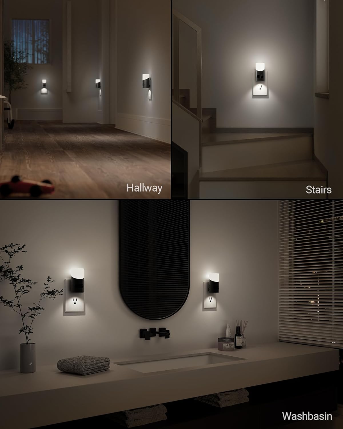 Lyridz LED Night Lights Plug into Wall with Motion Sensor, 1-150LM Dimmable Plug-in Nightlight Indoor for Bedroom, Bathroom, Hallway, Stairs, Pet House, Toilet, 2 Pack