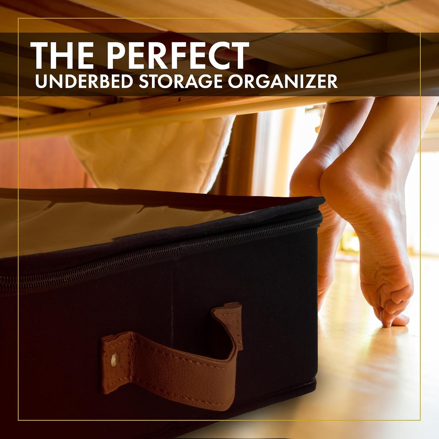 HOMELUX THEORY 2pc Low Profile Under Bed Storage Containers, Thin Under Couch Storage Organizer with Bins & Lids, Underbed Storage Box Ideal for Seasonal Clothes, Blankets, Fabric & Shoes (Ivory)