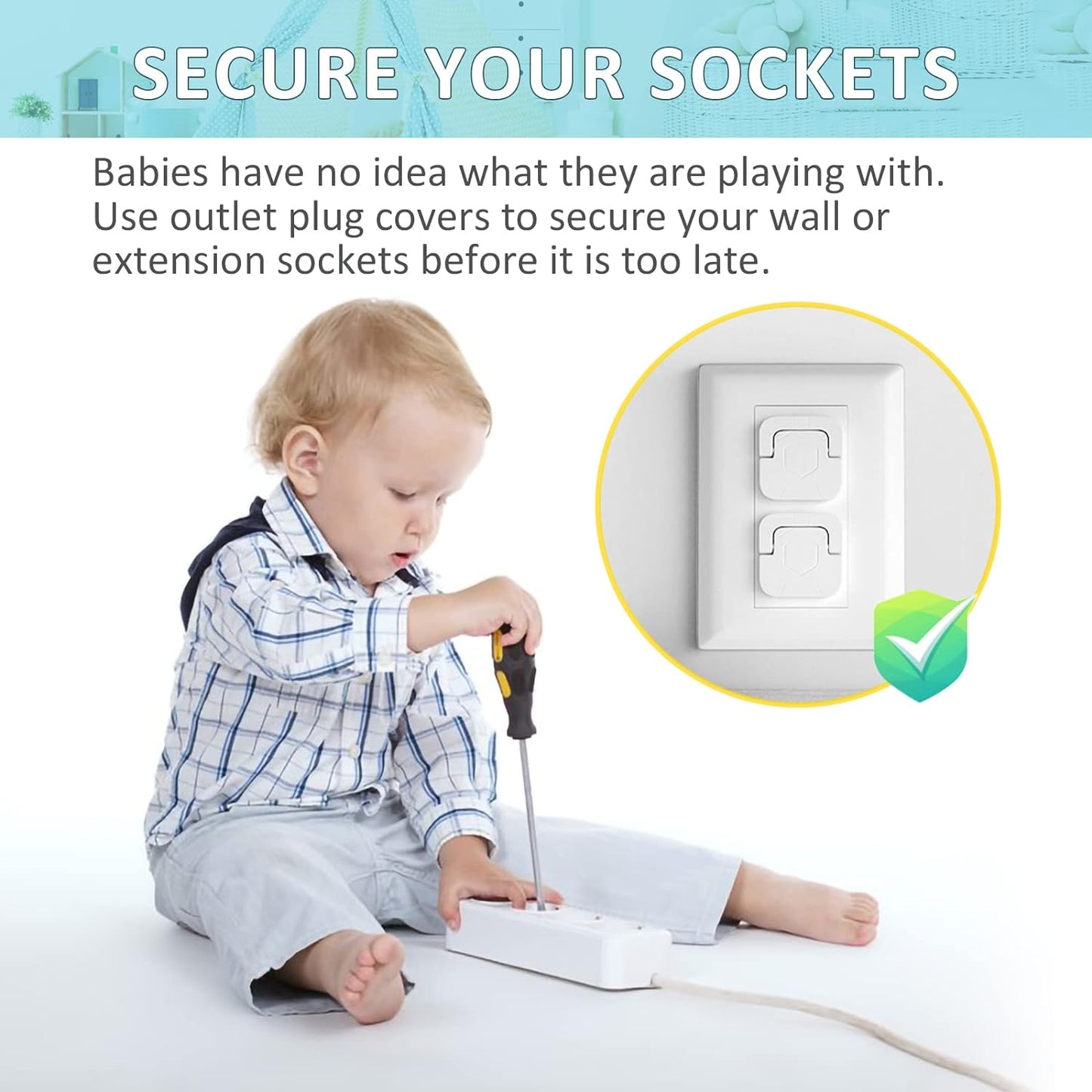 4our Kiddies Baby-Proof Outlet Covers(60 Pack) - Child Safety Electric Plug Protectors to Prevent Power Shock