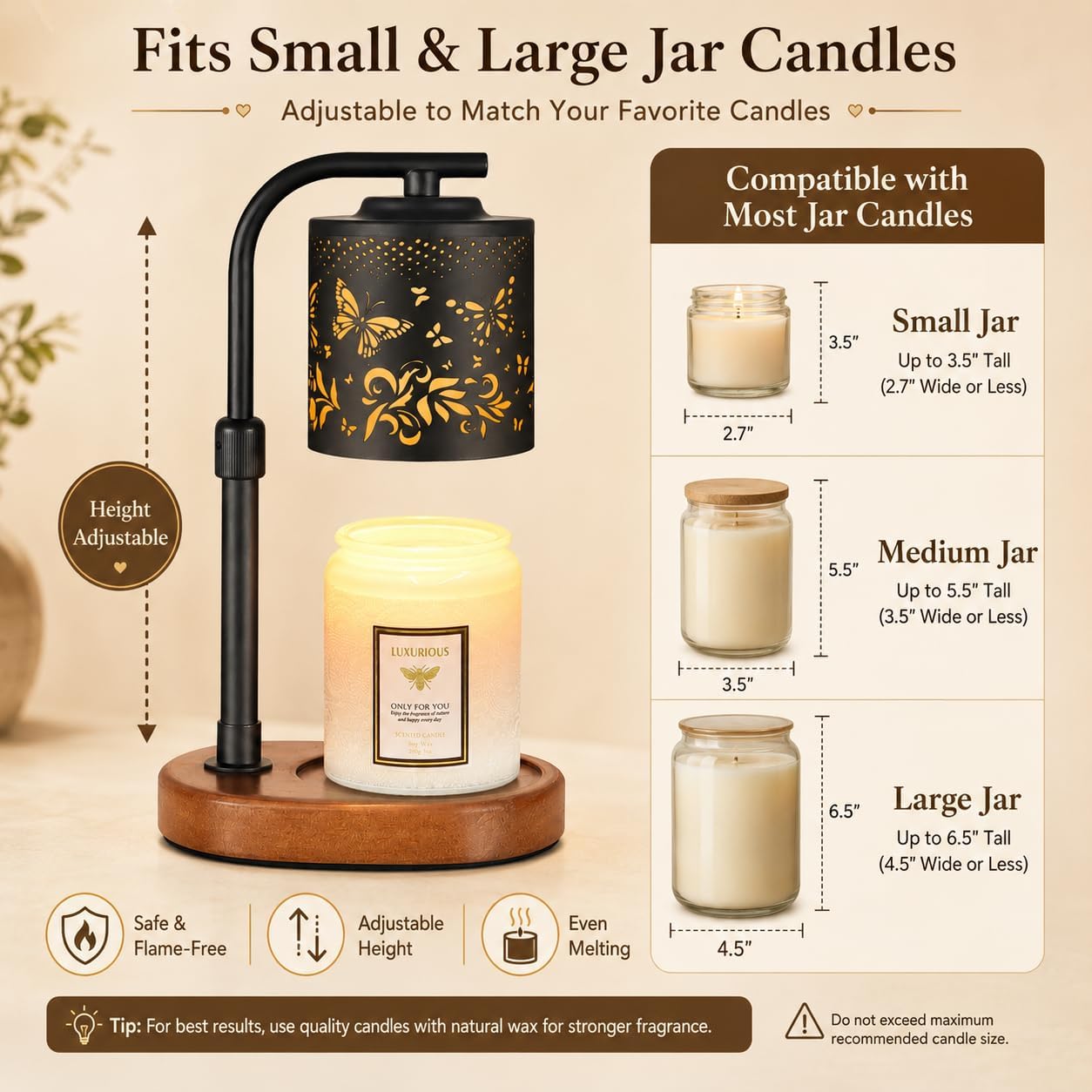 kobodon Candle Warmer Lamp with Timer, Electric Candle Lamp Warmer Birthday for Mom Women Home Bedroom Decor Wax Melt Warmer for Scented Wax with Jar Candles (Dragonfly)