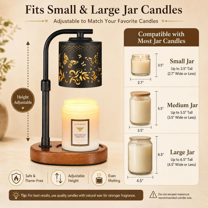 kobodon Candle Warmer Lamp with Timer, Electric Candle Lamp Warmer Birthday for Mom Women Home Bedroom Decor Wax Melt Warmer for Scented Wax with Jar Candles (Dragonfly)