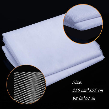 DIY Window Screen Curtain, 2 Packs of Mesh Netting 51 * 61 inches with [Upgrade] Self-Adhesive Hook Tapes & Cutter, Suitable for Multiple Windows, White (Set of 2)
