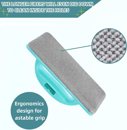 Window Cleaner Kit for Screen & Groove - Mesh Screen Cleaning Brush + 3 Magic Window Track Cleaning Brushes & 6 Replaceable Cleaning Cloths – 14.8″ Detachable Long Handle, Wet & Dry Dual Use