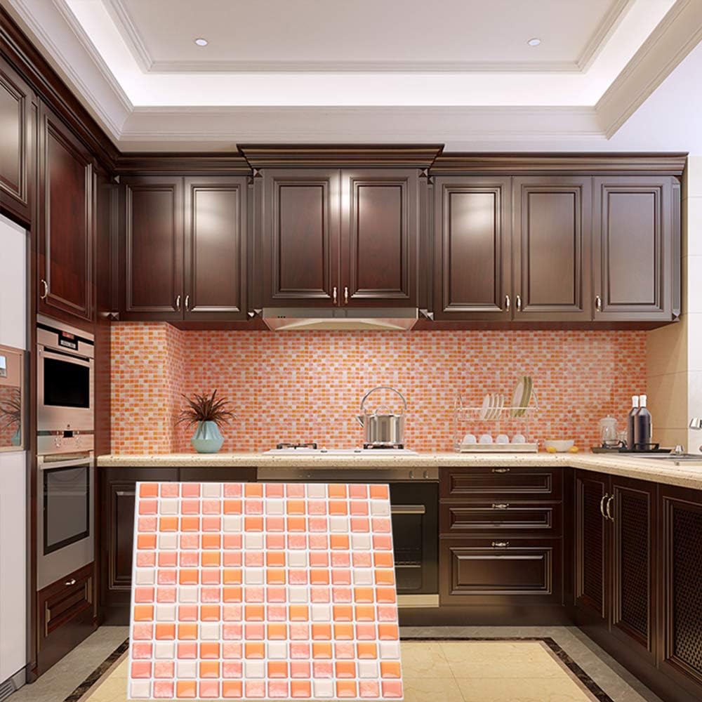Yoillione Peel and Stick Backsplash for Kitchen: Self Adhesive Wall Tiles for Bathroom - Vinyl Thick Back Splash Tile (10, Light Coffee)