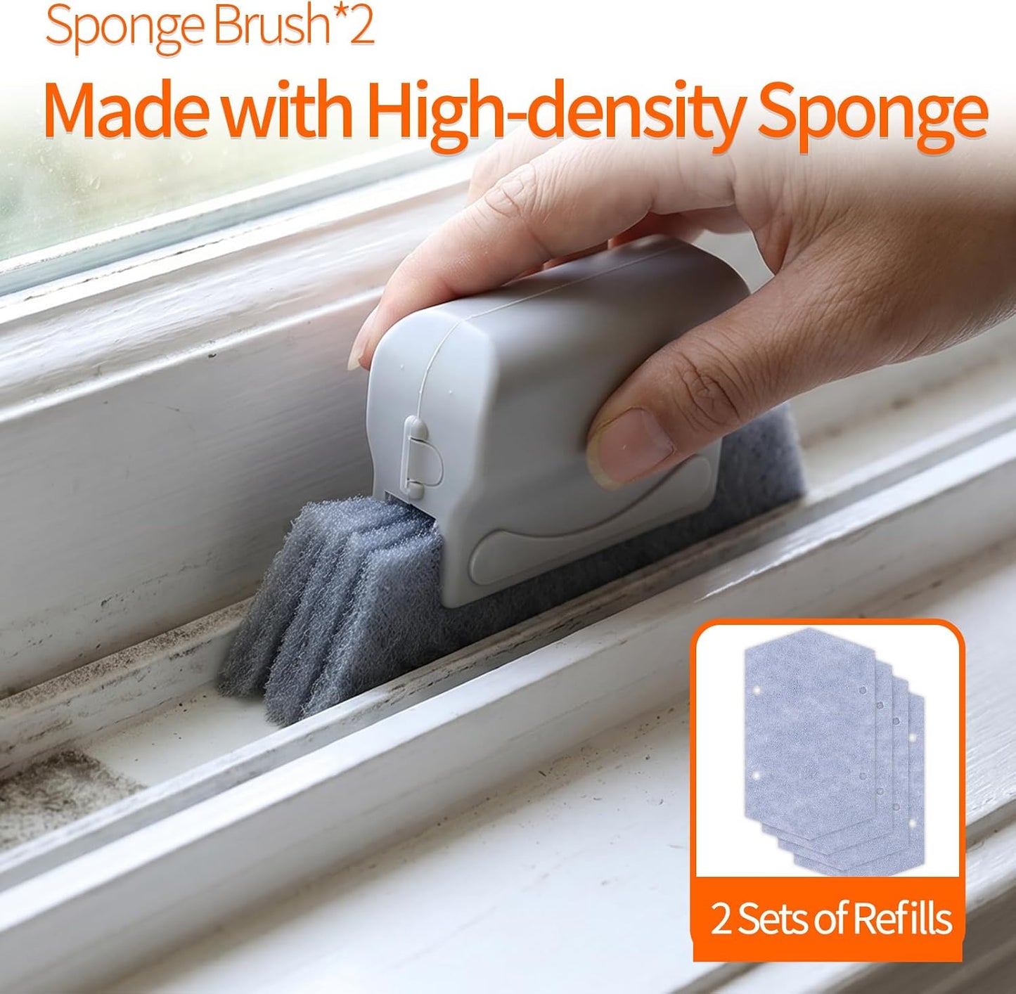 13PCS Window Sill Cleaner Tools - Deep Clean Crevice Cleaning Brush for Window/Door Tracks, Sill, Tile Lines, Kitchen Gunk, Bathroom Counters