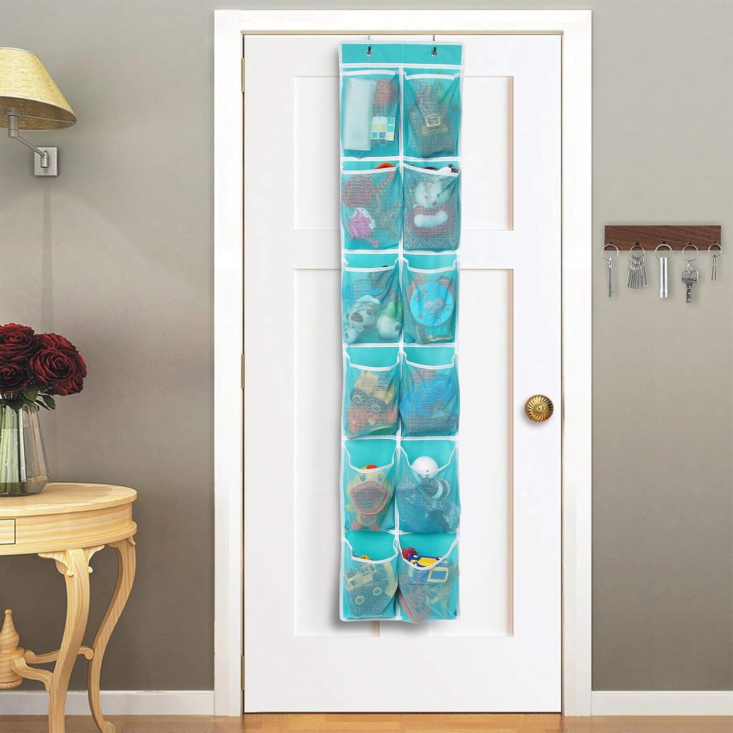 GOMAJI Over the Door 12 Pocket Hanging Shoe Organizer, Gray