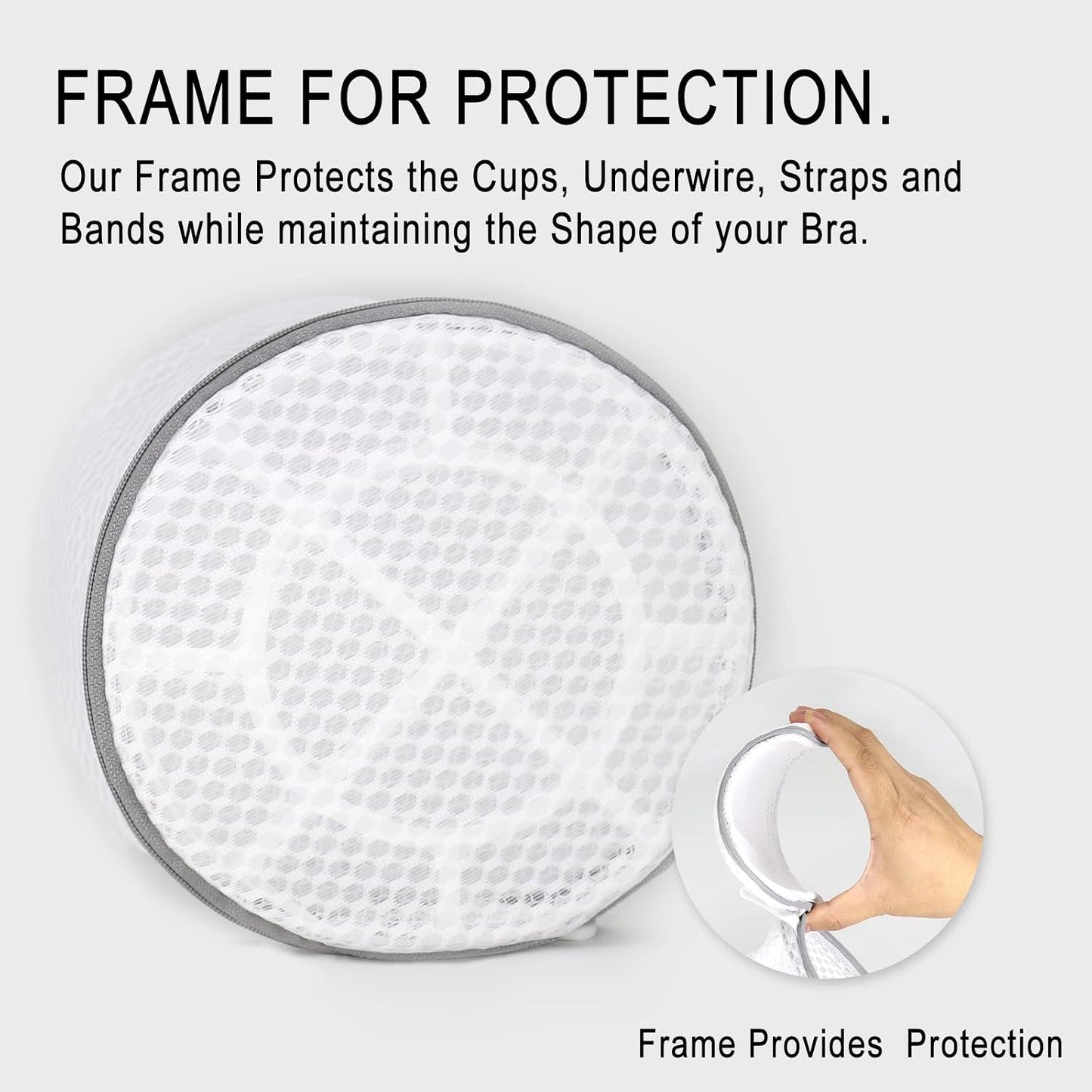 Muchfun 3Pcs Bra Wash Bags, Honeycomb Mesh Laundry Bags for Delicates | Lingerie, Intimates and Underwear 7 x 7 x 6 Inches