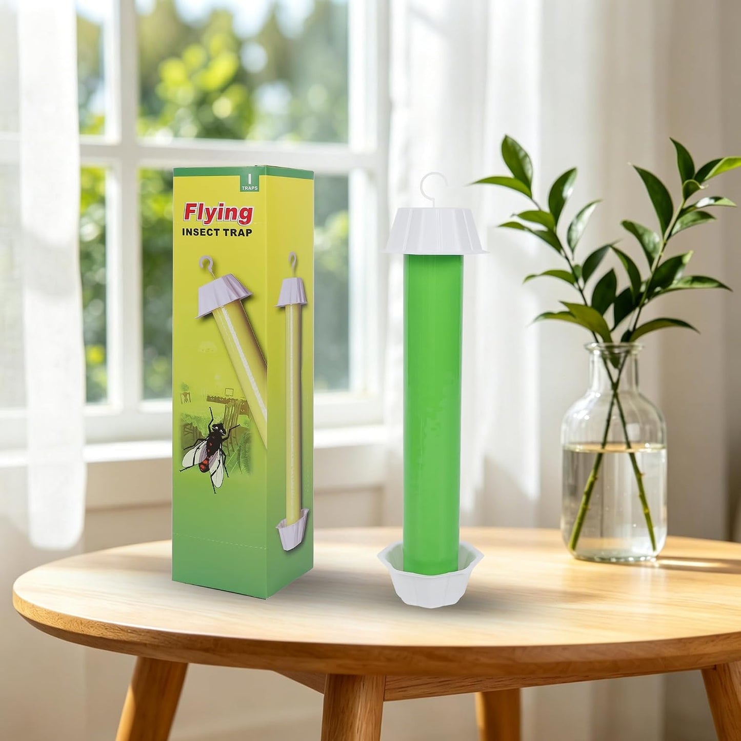 Fly Stick Sticky Fly Traps for Indoors Outdoor 12pk, Sticky Hanging Fly Stick, Flying Insect Trap, wasp Trap（Fluorescent Strip Yellow）