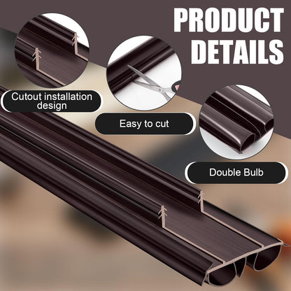 Pushglossy 2 Pcs Kerf Style Door Bottom 36" Long 1 3/4" Wide Replacement Threshold Seal with Vinyl Fins Weatherstrip Draft Stopper for Interior Exterior Doors(White)