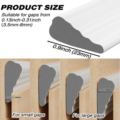 118 Inch Wedge-Shape Weather Stripping Door Seal,Windows and Doors Insulation for Winter,Self Adhesive Insulation Tape for Exterior Front Door,Noise Cancelling,Draft Seal Blocker,White