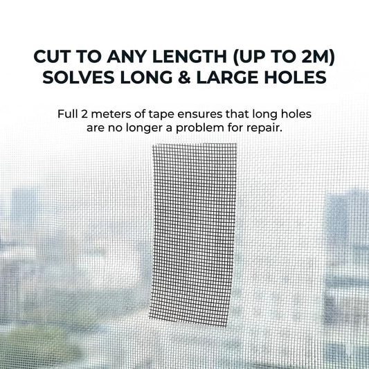 Heavy Duty Window Screen Repair Tape - Strong Adhesive Fiberglass Mesh Screen Repair Kit for Door and Window Screens, Tents, RVs, and Patio Nets - Durable Tear-Resistant Grid, Gray