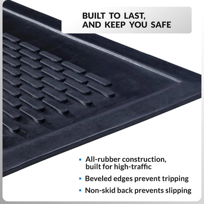 Heavy Duty Rubber Scraper Door Mat – Commercial Grade Indoor Outdoor Entry Mat, Non-Slip Low Profile Dirt Trapping Floor Mat for Front Door, Office, Garage & Store Entrance, Black (3' x 5')
