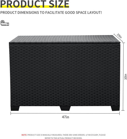 Lviden 180 Gallon Deck Storage Box Outdoor Storage Box Large Patio Storage Bin with Waterproof Lining Bag Cushion Storage Bin Outdoor, Black