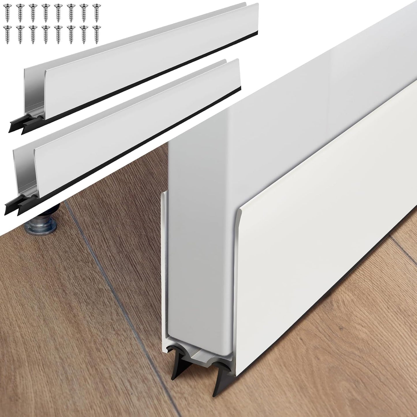 Pushglossy 1 Pack 1" x 35.5" Storm Door Sweep Replacement Bottom Sweep Aluminum Expander for 1" Thickness Security Storm Door Weatherstripping(White)
