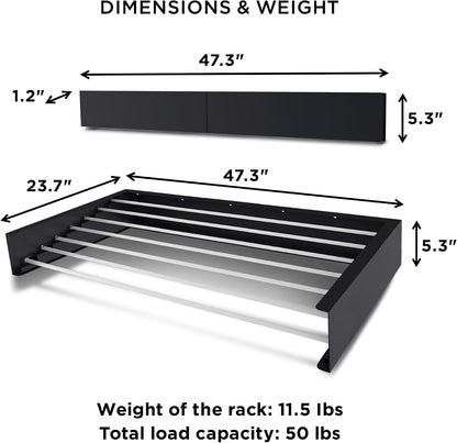 Step Up Laundry Drying Rack (28-INCH White), Wall Mounted, Retractable Clothes Drying Rack, 40lbs Capacity, 11.6 Linear Ft, with Wall Template and Long Screwdriver Bit