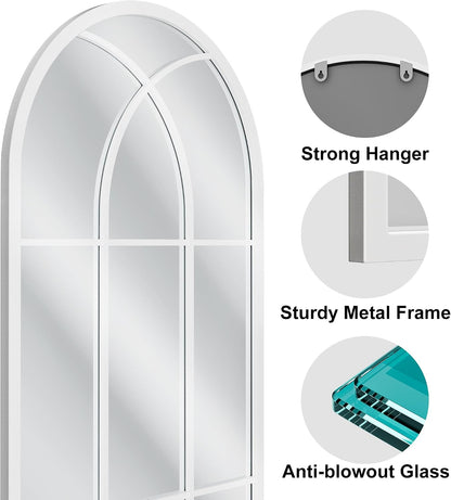 OGCAU Floor Full Length Mirror, 56"x20" Arched Full Body Mirror, Hanging or Leaning, Standing, Wall Mounted with Aluminum Frame for Bedroom Living Room, White