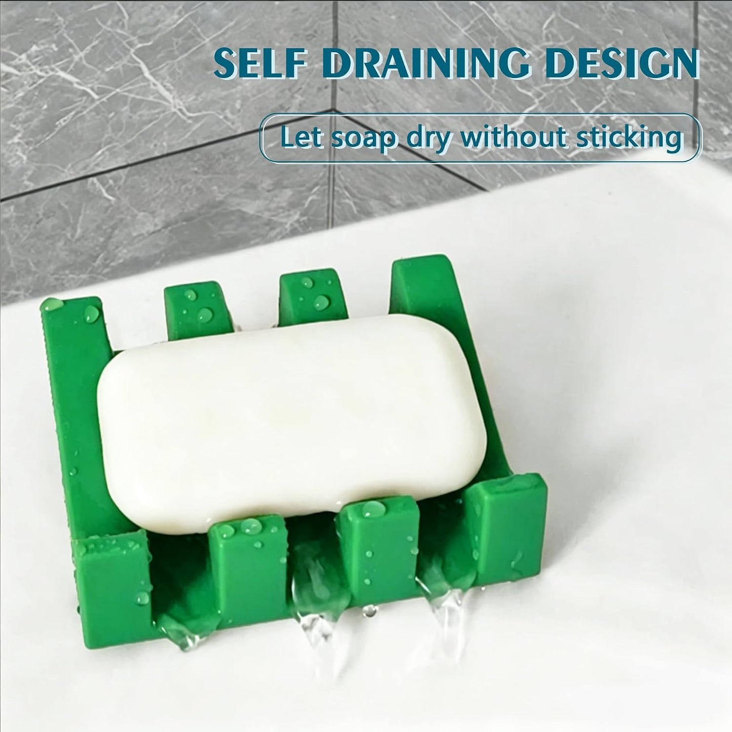 Self Draining Soap Dish Holder,Silicone Soap Dish,for Bathroom,Kitchen, Sponges，Can Extend Soap Life，Keep Soap Bars Dry and Easy Cleaning (White,1-Pack) - Colors B