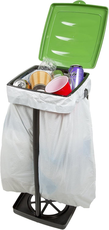 Wakeman Heavy Duty Black Trash Bag Portable Trash Bag Holder Stand with 7 Bags - Collapsible Trash Can Camping, RV, Kitchen, or Tailgate Party Garbage Bag Holder