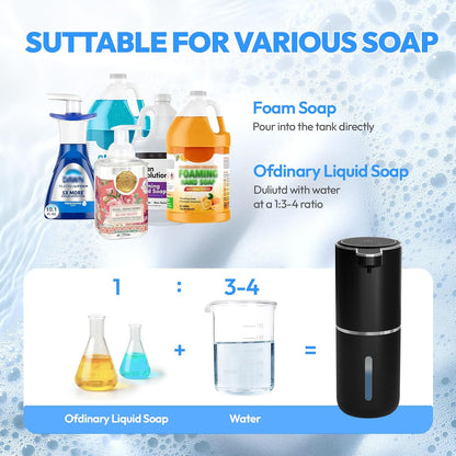 2 Pack Automatic Foaming Soap Dispenser,Touchless Foam Soap Dispenser,12.8oz Rechargeable Wall Mounted Smart for Bathroom and Kitchen Dish Soap,Easy for Toddlers(White)