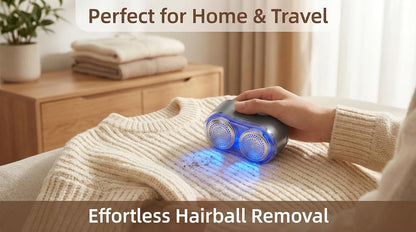 Dual-Head Electric Lint Remover & Fabric Shaver Defuzzer, Type-C Rechargeable, 6 Steel Blades, Remove Clothes Fuzz, Lint Balls, Pills