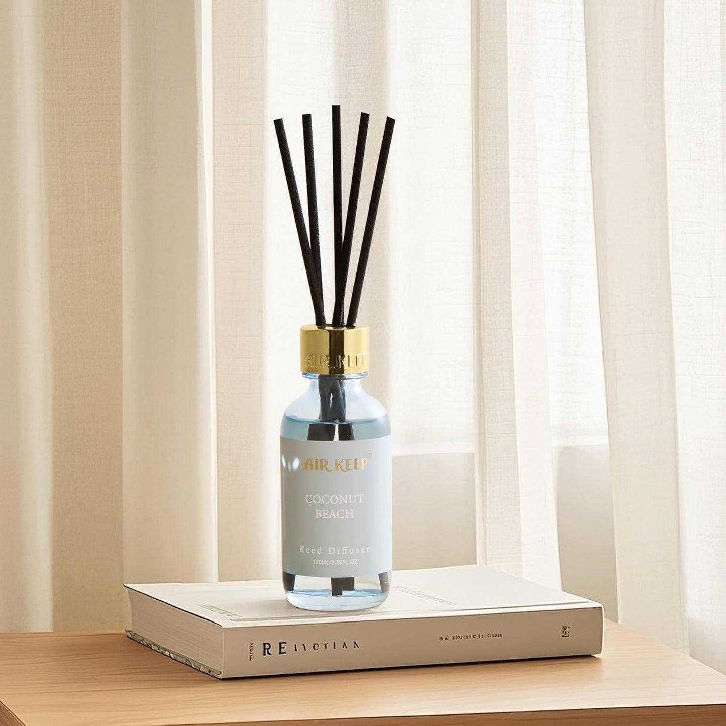 Airkeep Reed Diffuser Oil Set with Reed Sticks,Vanilla Aromatherapy Oil Scent Diffuser for Home Office Bathroom Decoration Perfume and Gifts 3.38 oz/100ml