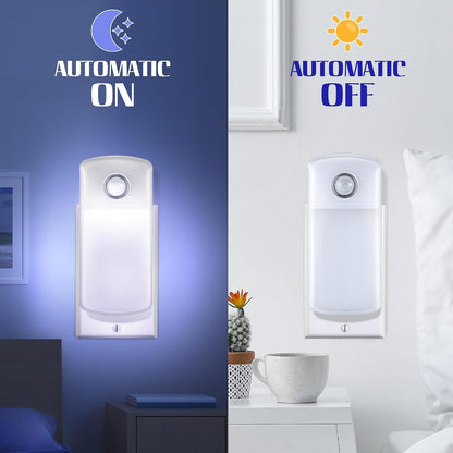 Enhon Emergency Power Failure Night Lights, 5-in-1 Multi Color LED Light, Rechargeable Flashlight with Foldable Plug, Automatic On Off Motion Sensor for Bedrooms, Hallways, Black Outs(3 Pack)