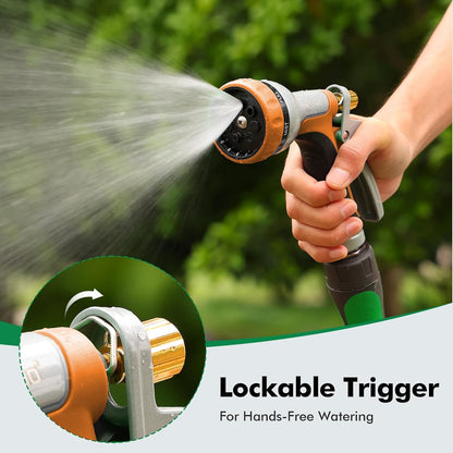 RESTMO Garden Hose Nozzle Heavy Duty, Leak-proof Water Hose Sprayer | 7 Adjustable Spray Patterns, Durable Metal, Flow Control, Ideal for Plants & Lawns Watering, Cars & Pets Washing, Green