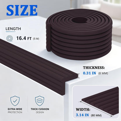 Edge Protector for Baby Proofing,Soft Foam Safety Bumper,Strong Adhesive Edge Guard Strip,Furniture Fireplace Table Cabinet Safety Cover for Baby,3.14in x 6.56ft,Black